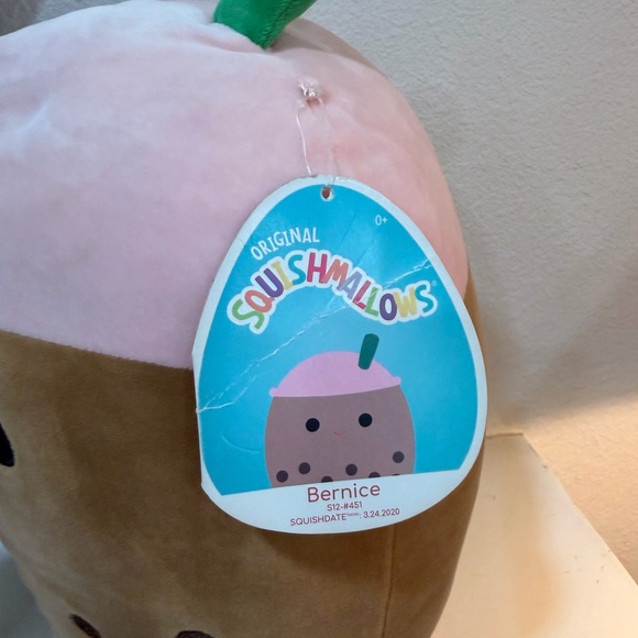 Squishmallows Bernice Boba Tea Plush 12” Pink Brown Bubble Tea Stuffed Animal - Picture 3 of 6